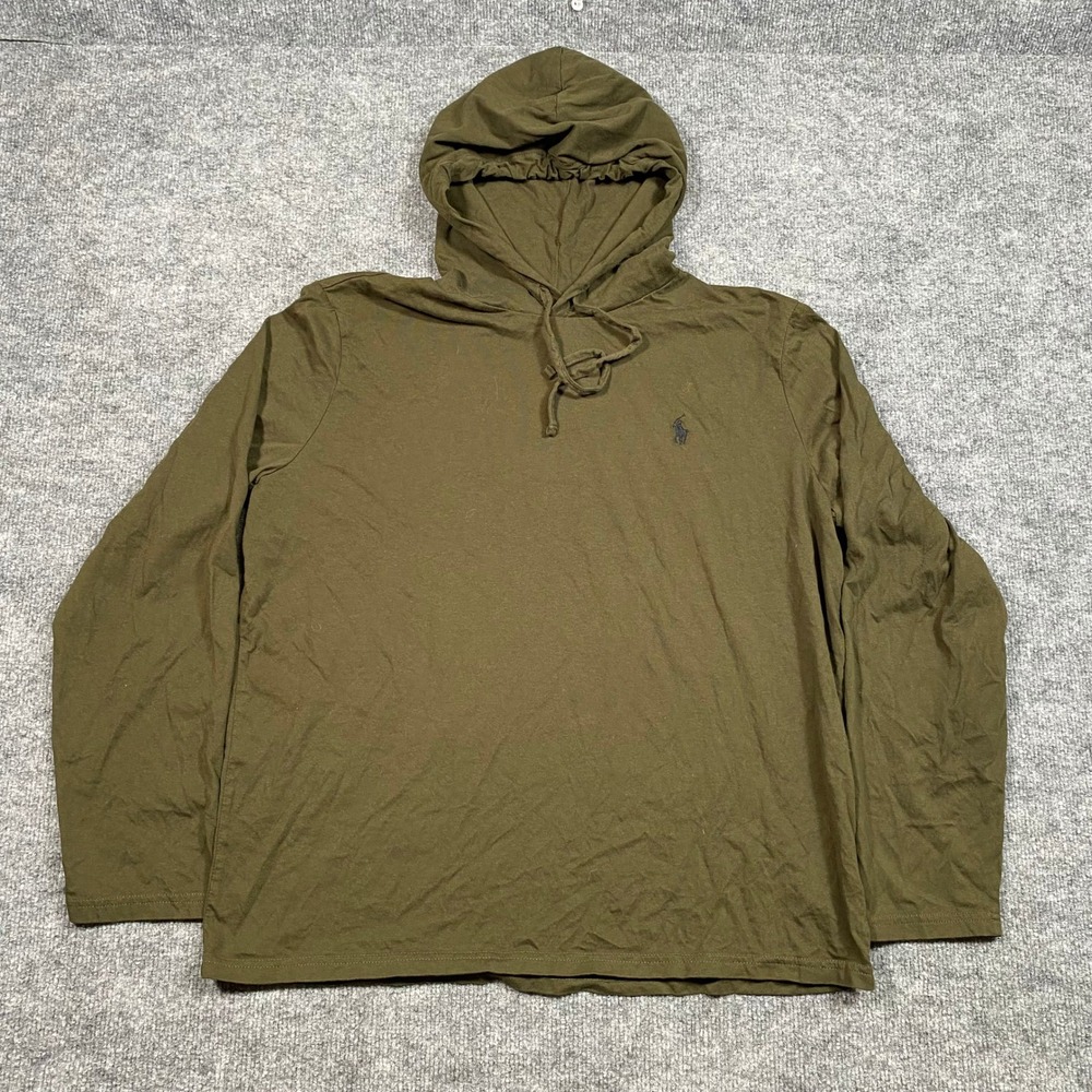 Polo Ralph Lauren Mens Olive Green Hooded Long Sleeve T-Shirt Size Large